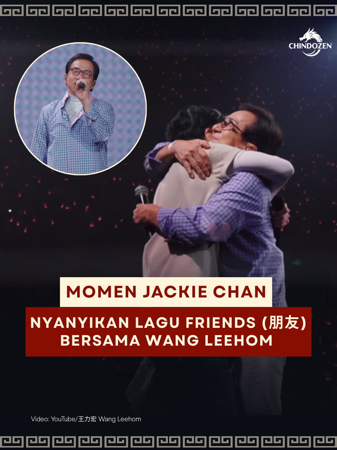 Jackie Chan tampil di konser Wang Leehom dengan menyanyikan lagu Pengyou (朋友) pada Oktober 2025 di Shenzhen.  Konser ini tidak hanya menunjukkan keahlian Jackie Chan dalam bernyanyi, tetapi juga menjadi bukti kedekatannya dengan Wang Leehom. - 🎥: YouTube/王力宏 Wang Leehom 🐉 Follow @chindozen untuk update seputar budaya & identitas Chindo setiap hari! #CHINDOZEN #China #Tiongkok #JackieChan #WangLeehom