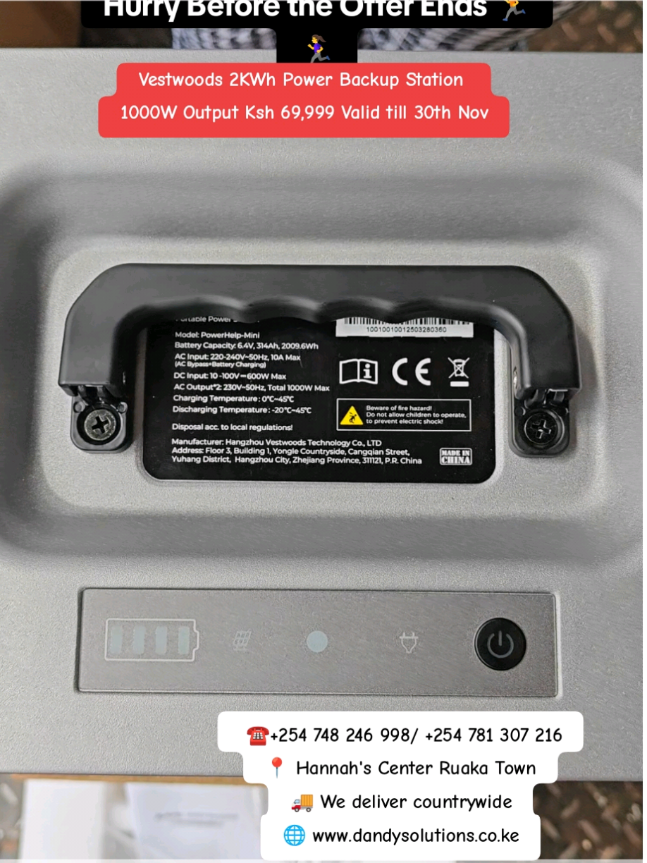 Hurry Before the Offer Ends 🏃‍♀️🏃 ☎️+254 748 246 998/ +254 781 307 216 📍 Hannah's Center Ruaka Town 🚚 We deliver countrywide 🌐 www.dandysolutions.co.ke #vestwoods #2kwhpowerstation  #powerbackup #solarbackup #vestwoodsblackfridaysale 
