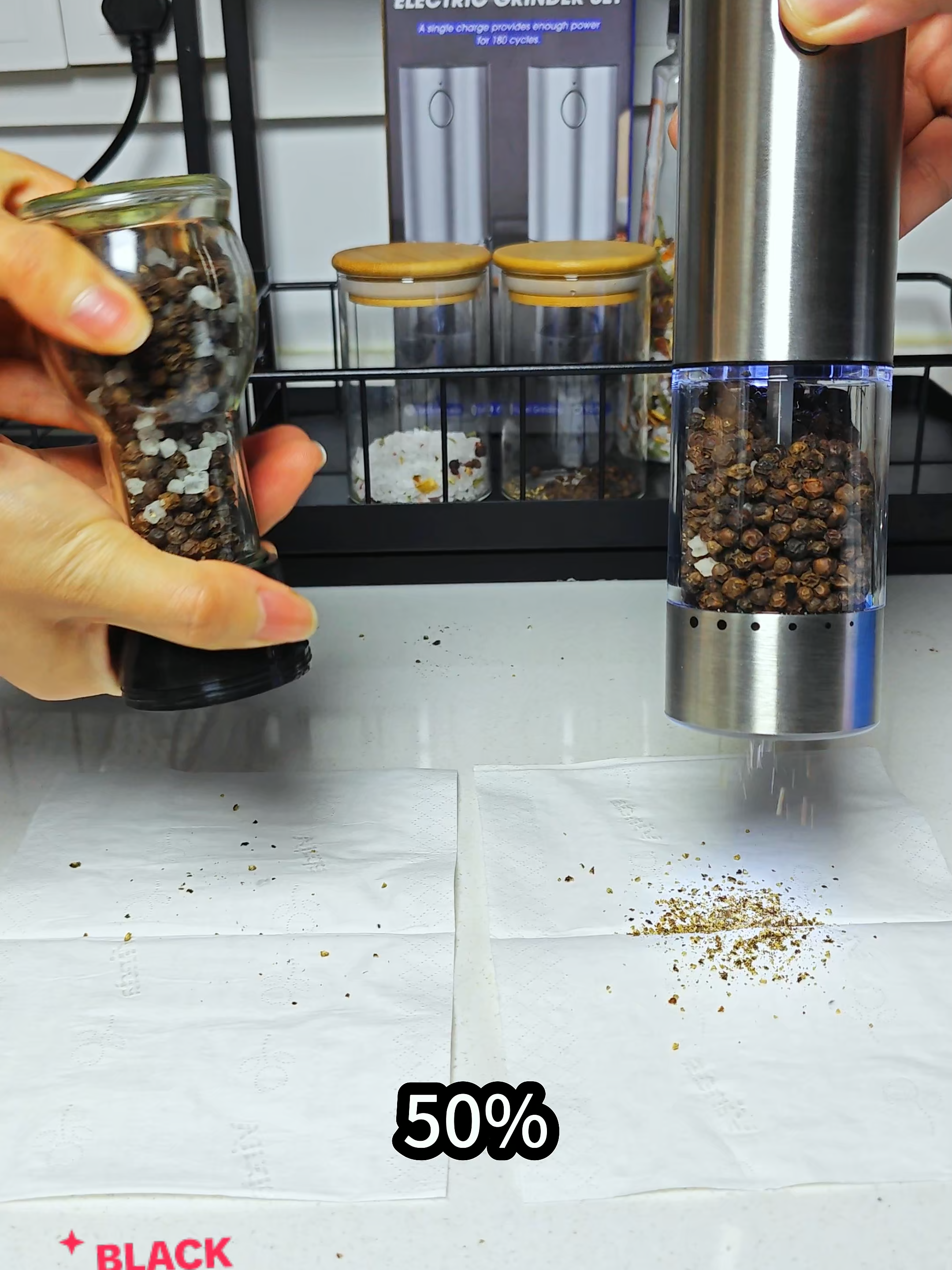 Really loving this one handed salt & pepper grinder! 😊  #amazonhomefinds #kitchenaccessories #kitchenmusthaves #kitchen #saltandpepper #spicegrinder #grinder #dining #saltandpeppershakers #homefinds #cookingaccessories #blackfriday #electricpeppergrinder