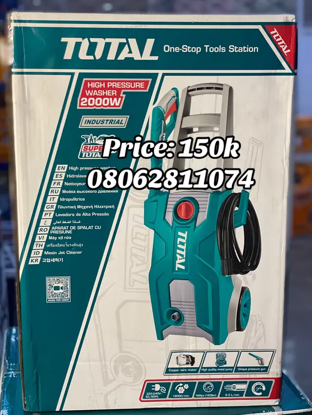 Total high pressure washer also available in store, send a dm to us to get yours, we are available.  Price: 150,000naira #total #highpressurewasher #washer #machine #fyp 