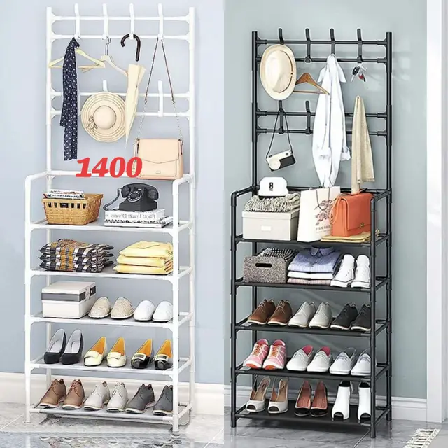 Tier Shoe Rack Organizer + Simple Floor Coat Hat Rack with 8 hooks* *Colour : White and Black*‼️ ▪️High quality stainless steel ▪️Anti-rust and durable to use. ▪️Easily be relocated Sturdy & lightweight. ▪️Easy assembly and dismantle. ▪️Dimensions 60*30*171cm.‼️‼️‼️ Ks1400 #kerichotiktokers #naivasha #nanyukitiktokers #nairobitiktokers #nakurutiktokers 