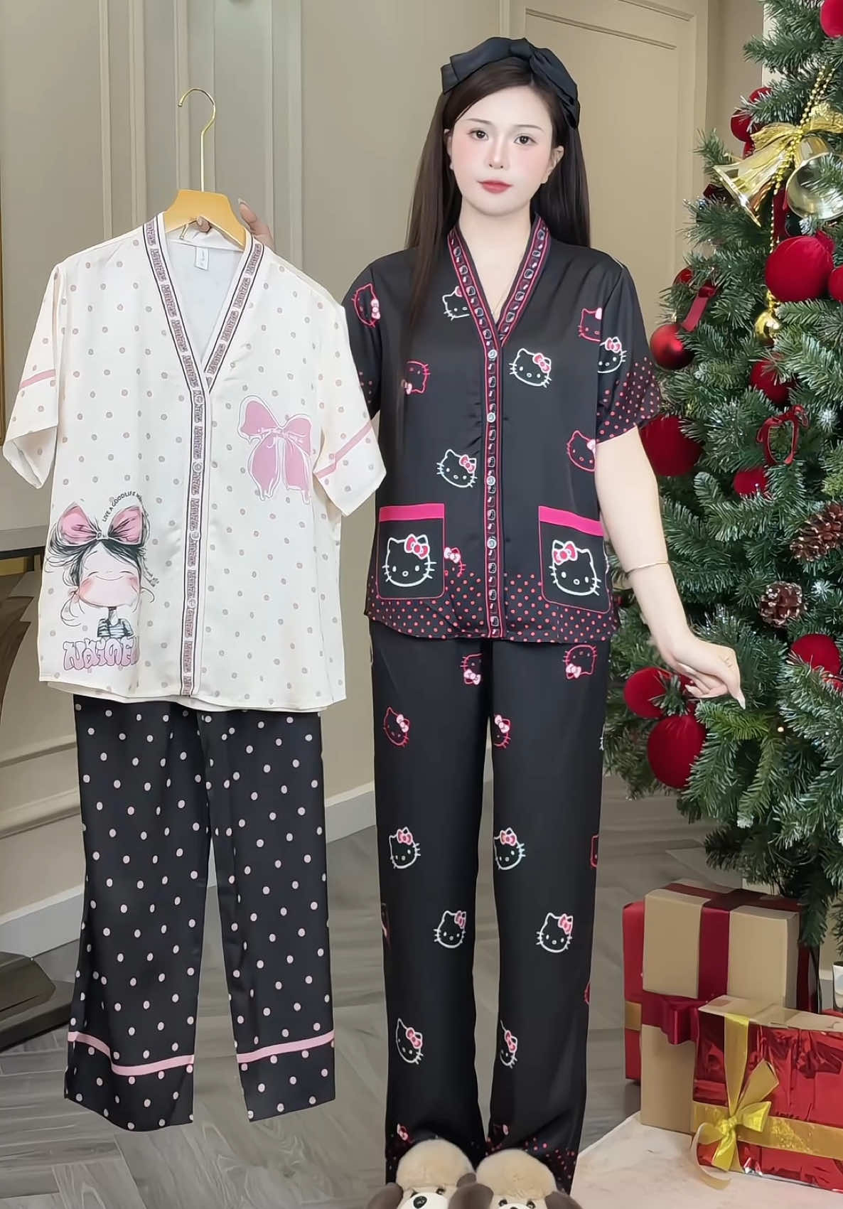 Bộ ngủ cổ y in hoạ tiết #champhanreview #pijama 