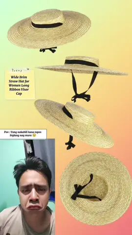 Wide Brim Straw Hat for Women Long Ribbon Visor Cap#widebrimhat #brimhat #fyp 