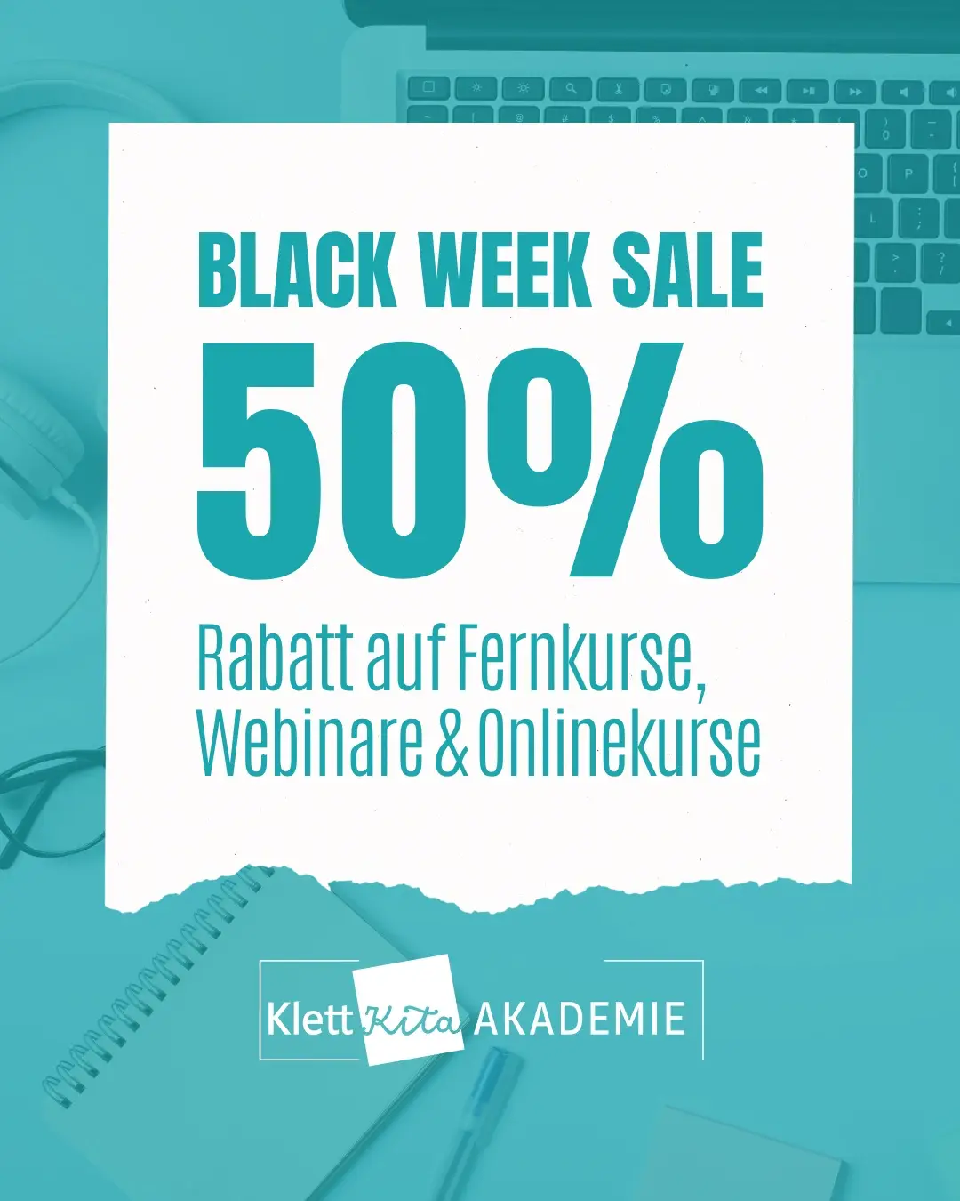 🎉 Black Week Special! Vom 24.11. bis 1.12.2025 sparst du 50 % auf alle Fernkurse, Onlinekurse und Webinare der Klett Kita Akademie – mit dem Code: BLACKWEEK25. Nutze die Chance, dich jetzt weiterzubilden – und fortgebildet ins Jahr 2026 zu starten! 🚀✨ **ausgenommen sind die Kurse von Qik und Lütte Skol** #BlackWeek #KlettKitaAkademie #Weiterbildung #KitaFortbildung #Erzieherleben #KitaAlltag #KitaCommunity