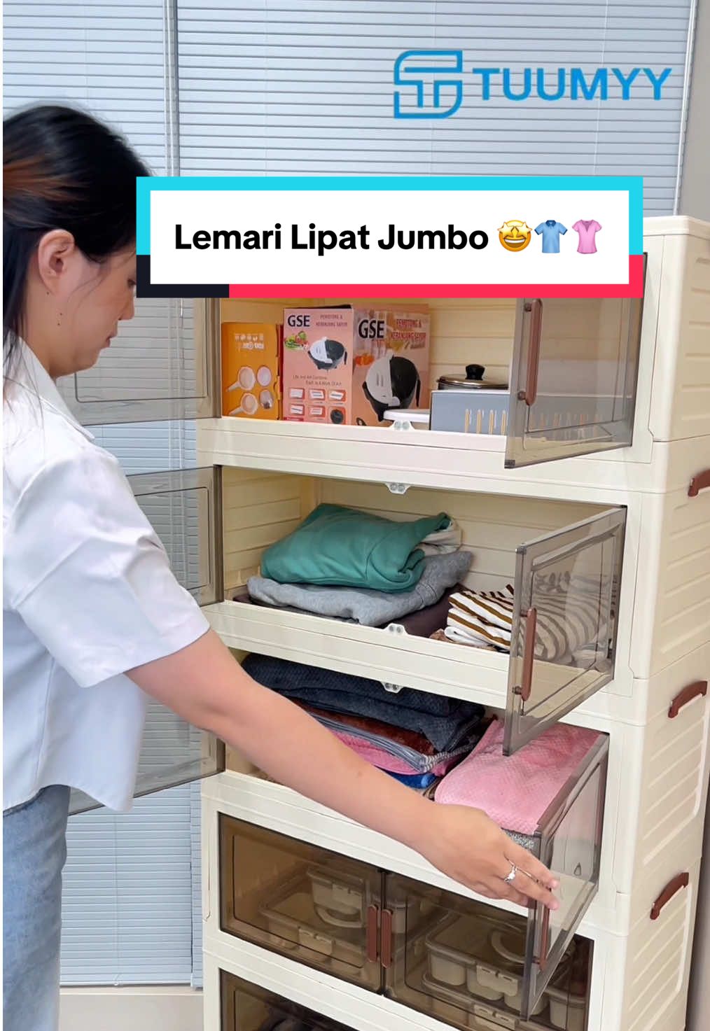 Lemari Lipat Jumbo yang punya ruang luas dan Multifungsi 🤩 #fyp #lemarilipat #lemarisusun 