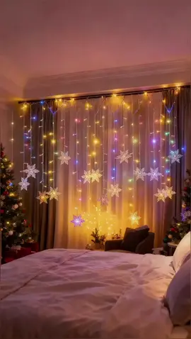 Your window needs this holiday magic! ✨ These snowflake curtain lights are stunning.