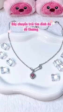 Dây chuyền trái tim đính đá hồng dễ thương #daychuyen #daychuyennu #daychuyennuxinh #trangsuc #trangsuconline 
