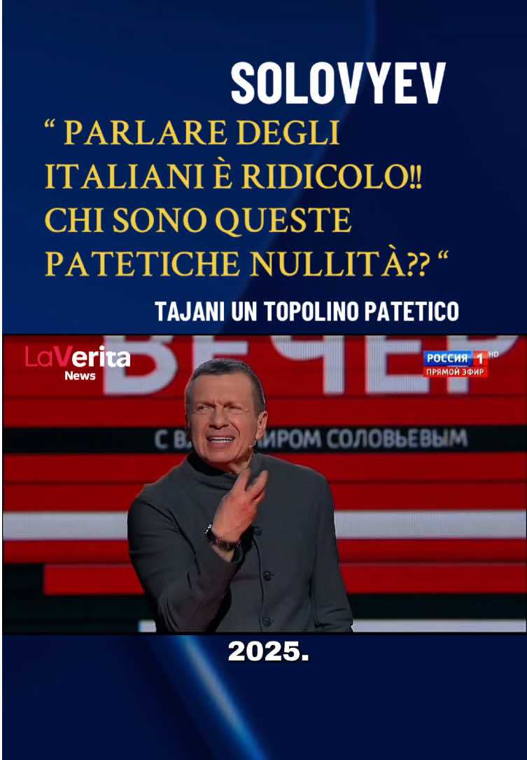 Il giornalista russo Vladimir Solovyev critica pesantemente i politici italiani, soprattutto il ministero Tajani