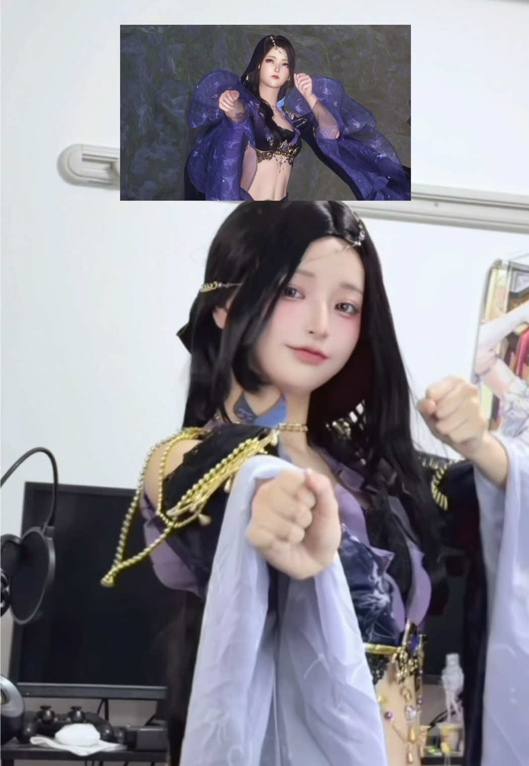 逆水寒の九霊のコスプレして一緒に踊ってみた！ 劇団モードで自分のダンスをキャラクタが再現してくれるよ-! すごい... #Justice #逆水寒