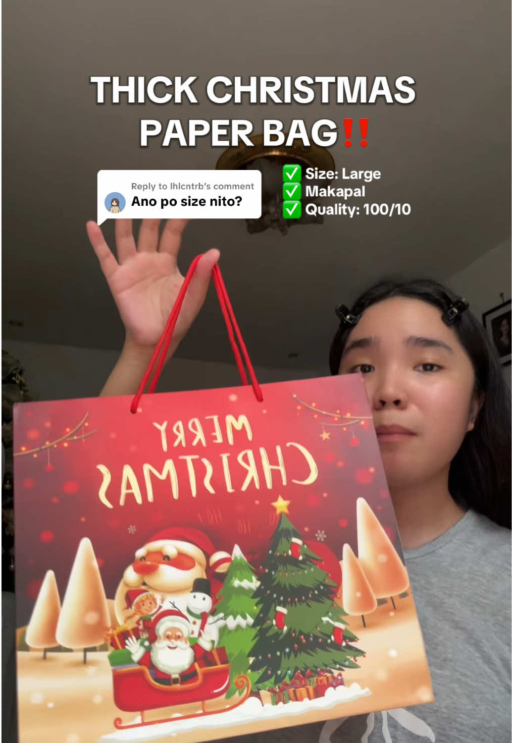 Replying to @lhlcntrb ang ganda ng quality, makapal at sobrang affordable ng christmas paper bag na’to! HIGHLY RECOMMENDED!!💯🙌 #christmaspaperbag #paperbag #paperbagforchristmas #christmasgiftbags #christmasbags 