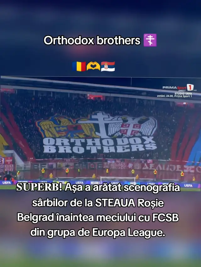 Așa a arătat scenografia sârbilor de la STEAUA Roșie Belgrad înaintea meciului cu FCSB din grupa de Europa League. 