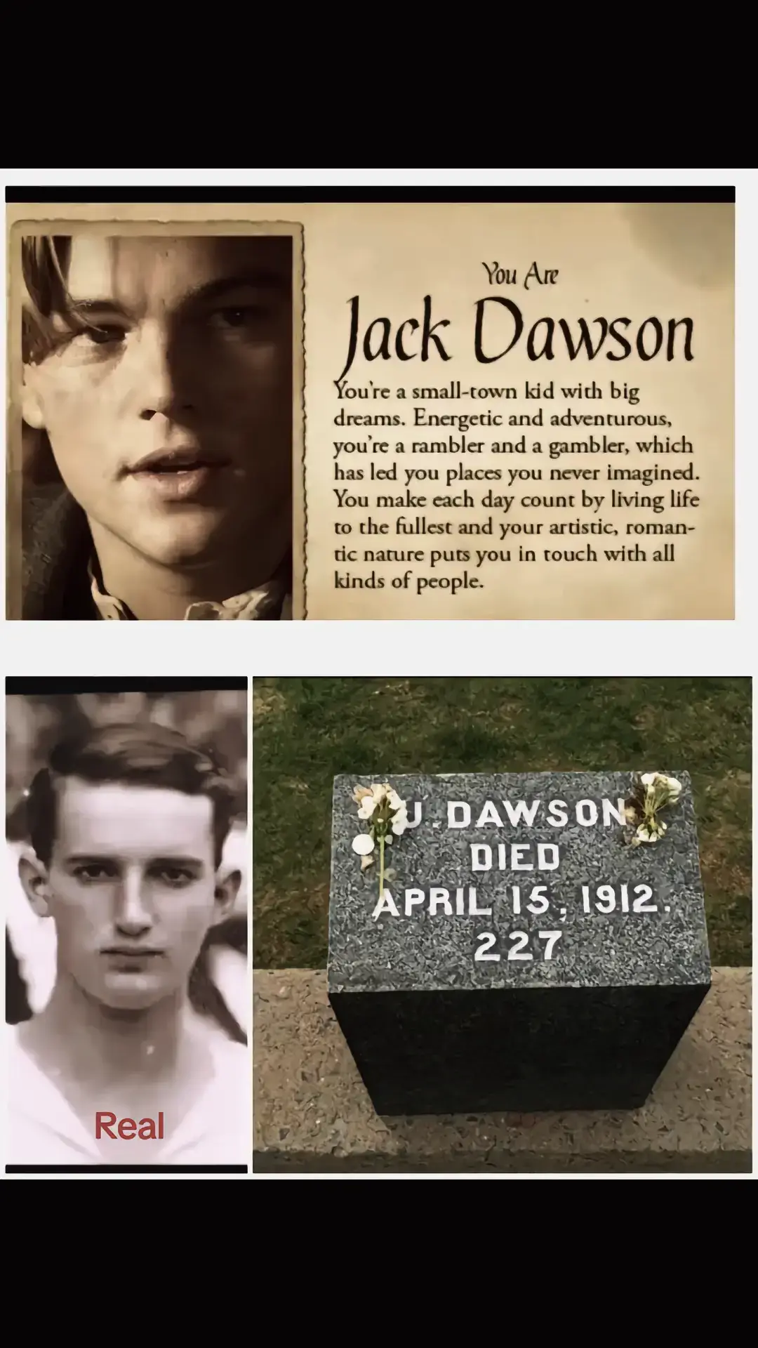 J. Dawson, whose grave lies in Fairview Lawn Cemetery, was a real Titanic victim named Joseph Dawson, a trimmer in the ship's boiler room. While he had no connection to the fictional Jack Dawson from James Cameron's Titanic, his grave became famous after the movie's release. Joseph was one of the many brave crew members who perished in the tragedy of April 15, 1912. Today, his resting place is visited by people from around the world, honoring his memory and the lives lost in the Titanic disaster.