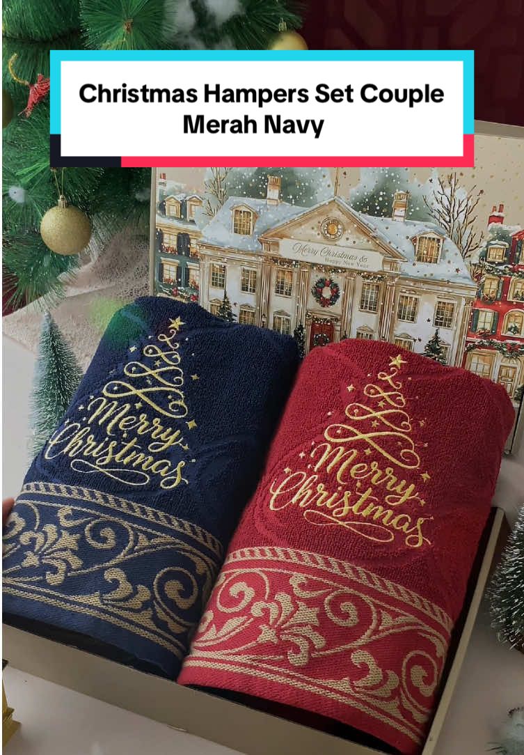 Set Towel Couple Merah Navy memberikan kelembutan disetiap kenangan natal 🎄🥰✨ #christmashampers #hampersnatal #natal2025 #christmasgift #christmas 