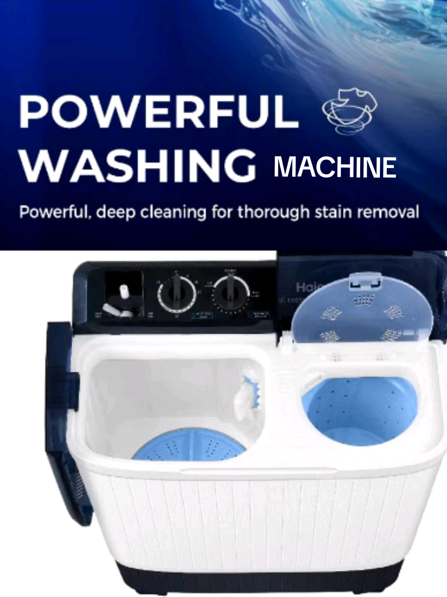 Budget-friendly Twin Tub Semi-automatic Washing Machine  Washing Capacity: 6.0 kg Spin Drying Capacity: 4.5 kg  Model: HTW60-P1217 Features: Super Air Dry - Enhanced Spin-Drying System that helps clothes dry faster with high-speed spinning and improved air circulation  Storm Wash Pulsator Improved cleaning efficiency by creating a powerful, multidirectional water flow inside the tub. Inclutions: Lint Filter Water Inlet Selection Soak Wash Shower Rinse Rat Guard Manual Knob Control Translucent Plastic Lid Timer Controls: Wash Timer - 45min (15min - Wash, 30min - Soak), Spin Timer - 5min Number of Programs: 4 Programs: Soft Wash, Standard Wash, Drain, Spin Dry Controls: Wash/Spin Water Inlet Selector, Wash Selector, Wash Timer, Drain Selector, Spin Timer  Spin Speed: 1300 RPM Rated Washing Power: 380W Rated Spin Power: 150W Detergent & Fabcon  Dimension (W*D*H): 760*441*939 mm Gross Weight:23 kg Warranty: 1 Year Parts & Service tags #haier #washingmachine  #fyo  #creatorsearchinsights  haier 6kg twin tub washing machine haier twin tub washing machine haier twin tub washing twin tub washing machine philippines haier 6kg twin tub 8kg twin tub washing machine twin tub washing machine twin tub washing machine rinse  brand haier (c) Rider Kikomi & Takumi 