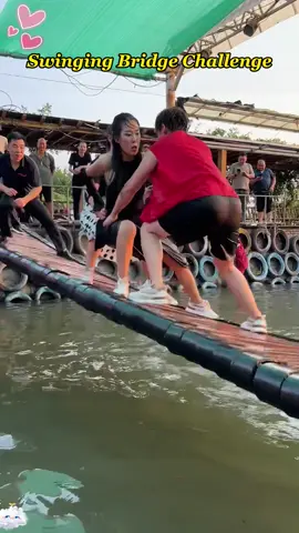 Swing Bridge Challenge🤣🤣#swingbridge #challenge #fyp #funny#usa🇺🇸  