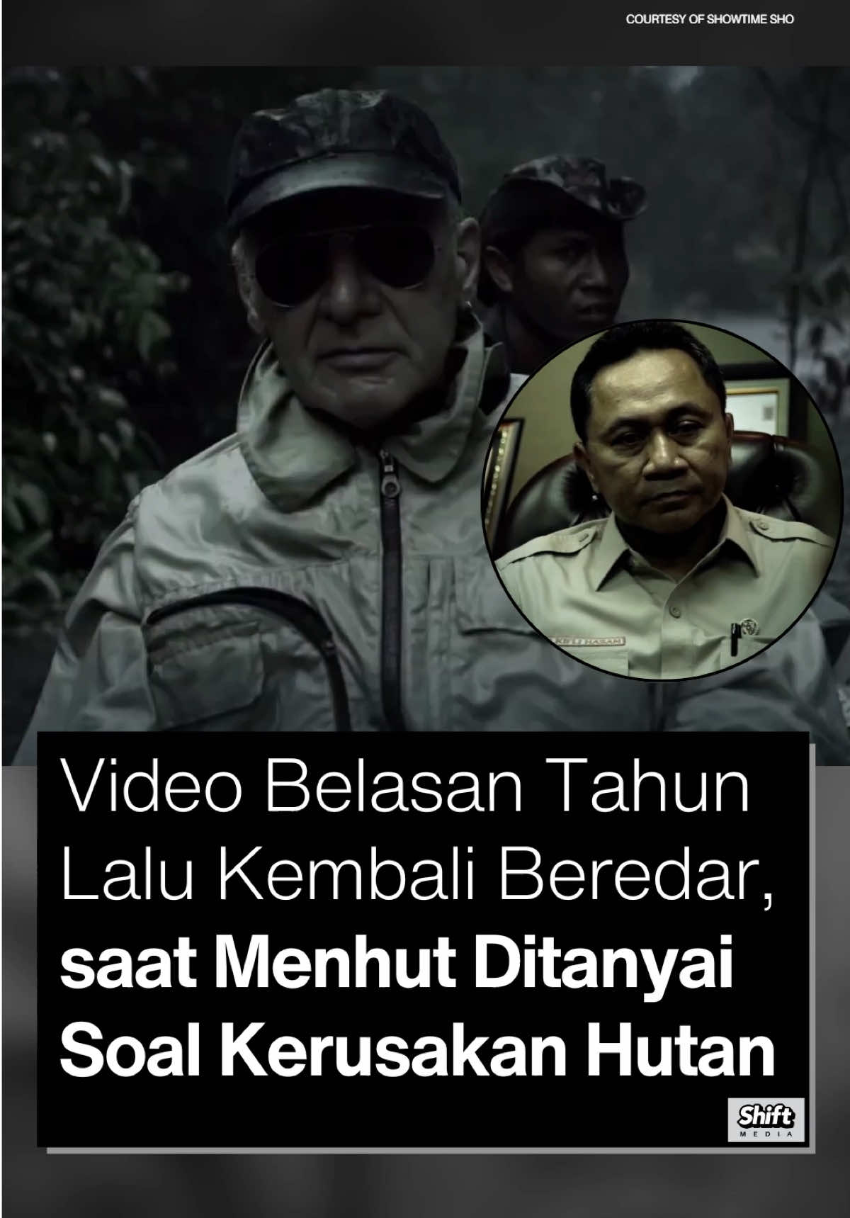 Wawancara ini penggalan dari video dokumenter  “Years of Living Dangerously”, ketika 11 tahun lalu Harrison Ford yang bertugas sebagai host menemui Menteri Kehutanan untuk meminta penjelasan soal maraknya perambahan hutan, termasuk Taman Nasional Tesso Nilo di Sumatera. - Dalam dokumenter itu Ford terlihat geram dengan apa yang dilihatnya ( kerusakan hutan Sumatera yang sudah memprihatinkan bahkan sejak 11 tahun lalu ) - sumber:  SHO, The Years of Living Dangerously
