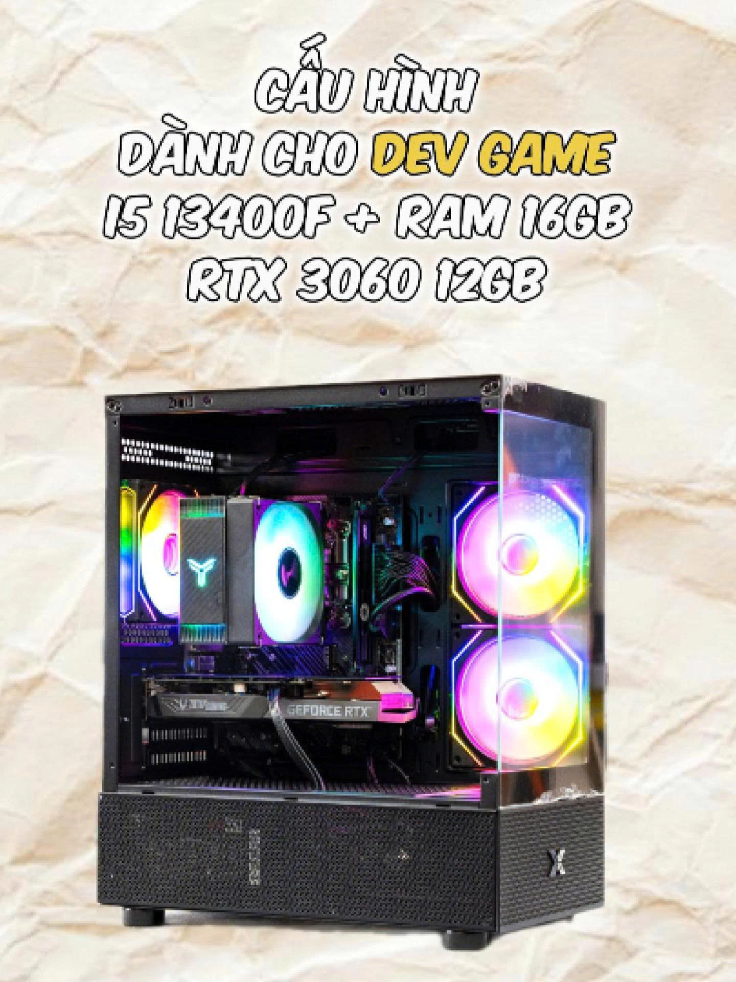 Cấu hình dành cho dev game i5 13400F + Ram 16gb + RTX 3060 12gb #PCM #LearnOnTikTok