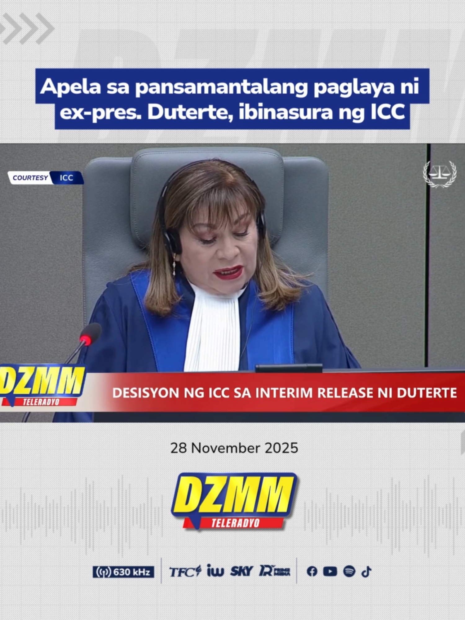 JUST IN: Ibinasura ng ICC Appeals Chamber ang apela para sa interim release ni dating pangulong Rodrigo Duterte matapos ma-reject ang tatlong grounds. Maging una sa balita at public service, follow na sa DZMM Teleradyo TikTok account. #DZMM #DZMMTeleradyo #Duterte #NewsPH #ICC
