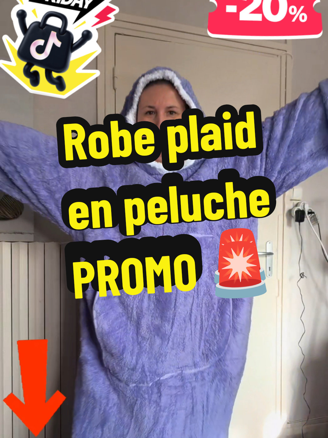 robe plaid à capuche en peluche toute douce en Super Promo n'hésitez pas à cliquer sur le petit caddie orange juste en bas 🔽 #plaid #peluche #robe #ouvretesoffres #tiktokshopblackfriday @TikTok Shop France 