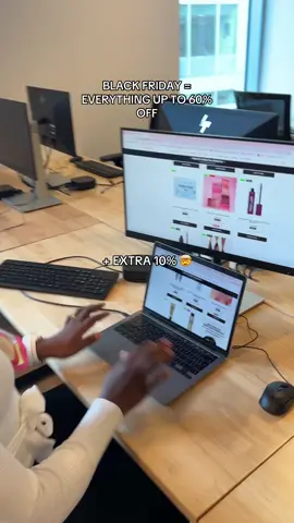 Work Screen or shopping screen? During Black Friday... same thing tbh 🤩  Up to 60% off everything + extra 10% off 🫨🫨🫨 We're about to spend all of our money 🎉 #blackfridaydeals #blackfriday #blackfridaysales #revolutionbeauty #crueltytree