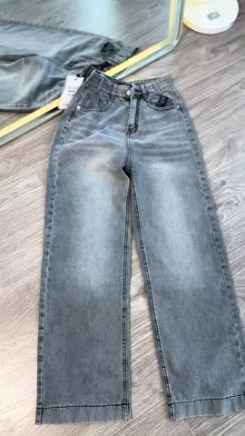 Quần jeans suông màu xám màu siêu xinh#quanjean #phoidoxinh #jeanssuong #hhchou #xuhuong 