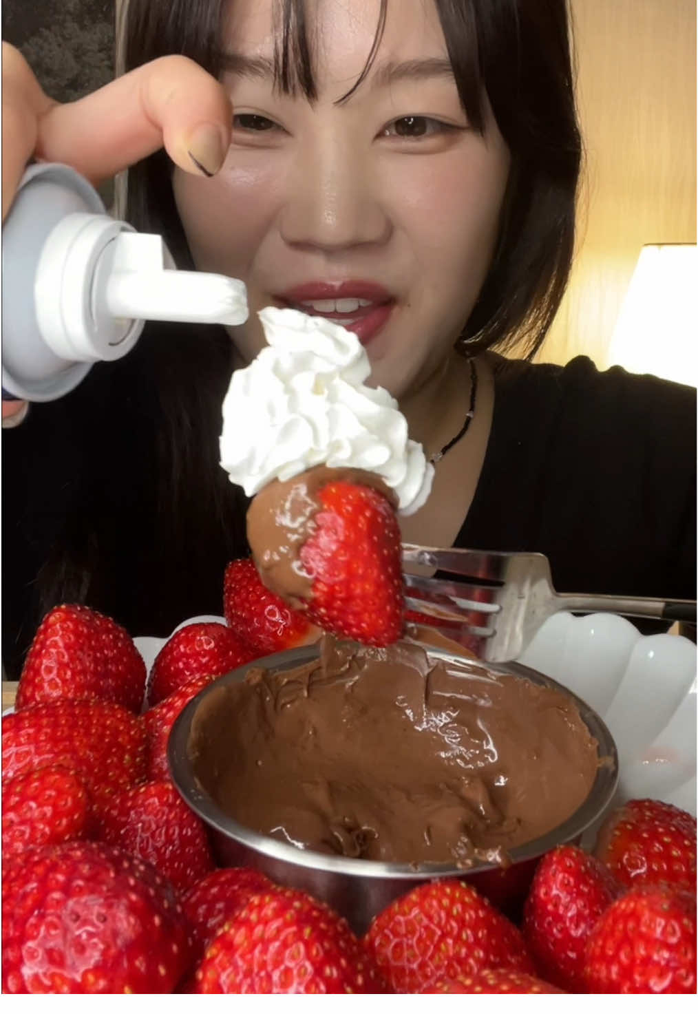 딸기초코퐁듀 🍓 #mukbang #먹방 #dessert #strawberry #asmr #eating 