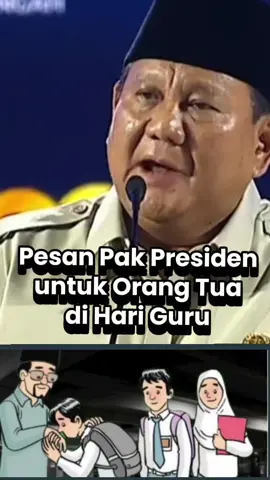 pesan baik dari pak prabowo untuk orang tua di hari guru kalau guru keras itu jangan jangan anak anda yang nakal intropeksi nggeh.  mari refleksi bersama  sebagai sekaligus orangtua.  semoga anak didik kota tidak ada yang bakal baik baik semuanya tdk ada yg melawan orangtua.  jadi anak yang sholeh menghormati guru dan orang tuanya.  #hariguru i#guru #prabowo #harigurunaaional #presidenprabowo 