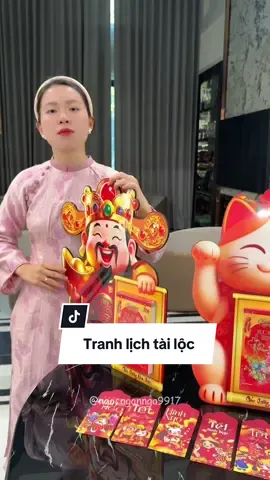 Tranh lịch tết mèo may mắn, thần tài mẫu mới ra mắt đón tết 2026 #lichtet #lichnammoi #lich2026 #lichthantai  #ngocngannga 