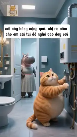 Ngày đầu đi làm thợ sửa ống nước cho nhà hà mã #xuhuong #meocambeo #meocam 