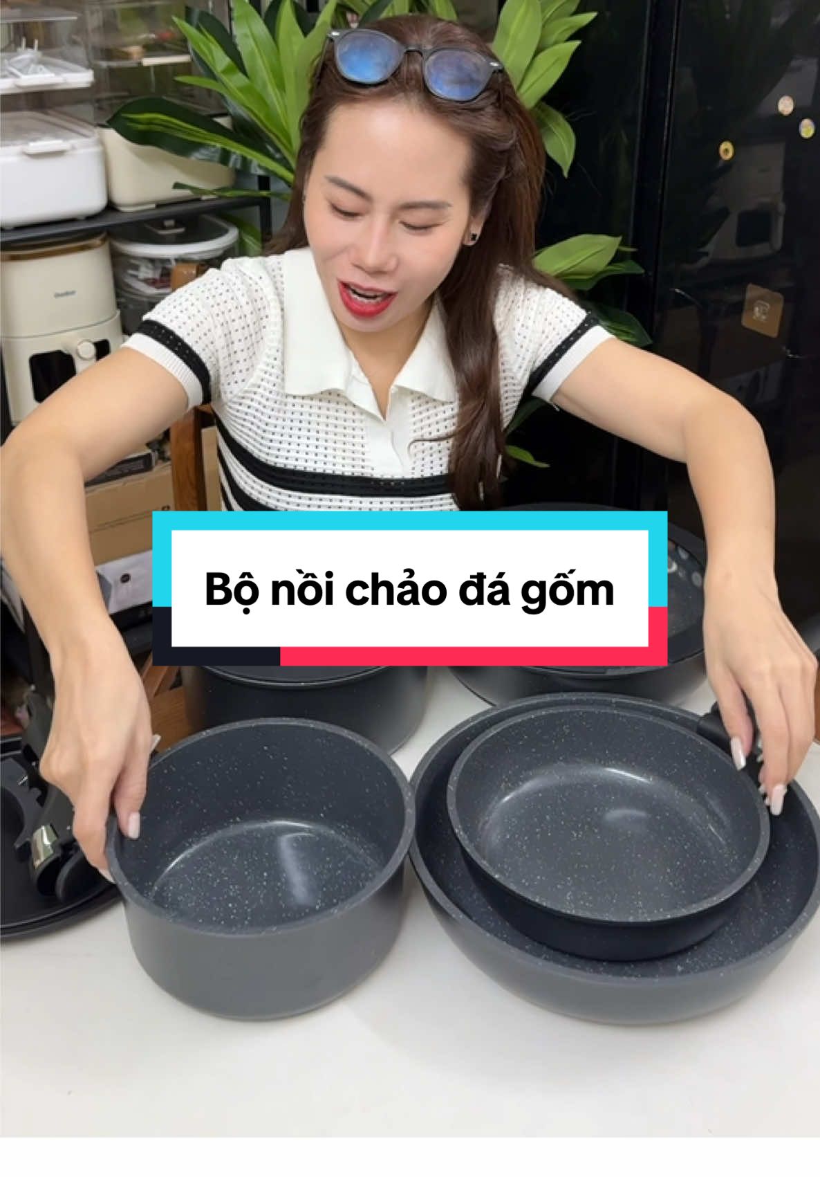 Bộ nồi chảo đá gốm cao cấp tiện lợi #thuythothe #xuhuong #xuhuongtiktok #bonoichaochongdinh #bonoichao