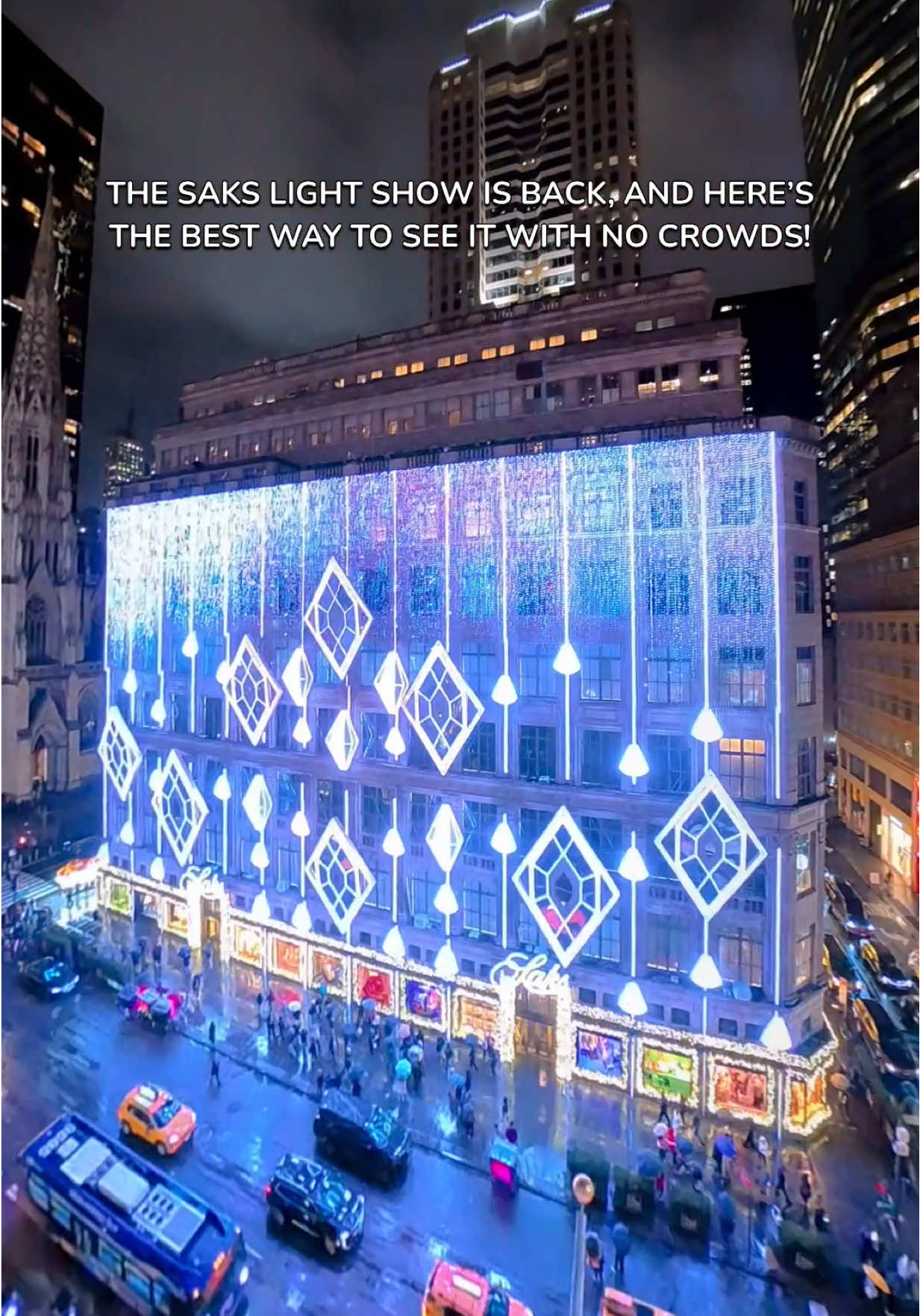 The Saks Fifth Avenue Light Show is one of NYC’s most iconic Christmas experiences — and the best part? You can see it every single night of the season. Here’s the quick guide: 🕔 When it starts: The first show kicks off around 5pm, right after sunset. ⏱️ How often: It runs every 10 minutes throughout the evening. 📍 Where to go: On Fifth Avenue, directly across from Rockefeller Center (49th–50th St). 🎶 What you’ll see: A 3–4 minute synchronized light-and-music spectacle that repeats all night — so there’s no need to rush. Best viewing spots: • Fifth Avenue, facing the Saks facade • Rockefeller Center plaza • Angled views near St. Patrick’s Cathedral (great for photos) If you want to enjoy the show without the shoulder-to-shoulder crowds, the VIP Rock Pass: Holiday Edition is a quieter, elevated way to take it all in. It includes: • A 2-hour guided holiday experience • Close-up tree viewing • Access to a hidden rooftop garden overlooking the Saks Light Show • The Skylift + Private Beam experience … and more. Perfect if you want to see the Saks Light Show, Rockefeller Tree, and skyline views with a little extra breathing room. 🎄✨ … #christmasinnewyork #christmasinnyc #sakslightshow2025 #newyorkcity #december 