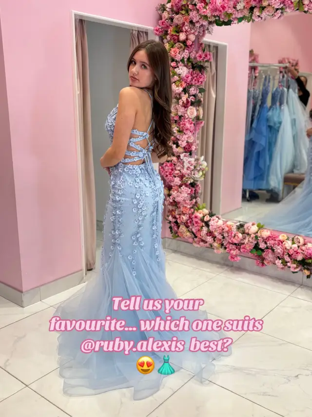 @ruby.alexis is serving BOTH looks, but if you had to pick one … blue or red ? 💙❤️ #fyp #promdresses #prom #redpromdress #bluepromdress 