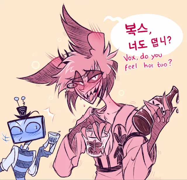 These are some arts I did in 2024 that I felt I could post xD Also before someone asks, no I don’t speak korean! These drawings were made in response to a korean StaticRadio artist that wanted to see them drunk✨ So I asked my friend who speaks the languague to help me write the dialogue! #radiostatic #hazbinhotelfanart #alastor #voxhazbinhotel #hazbinhotel 