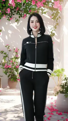 Set Bộ nỉ thu đông nữ thêu chữ min kiểu dáng thể thao phong cách trẻ trung