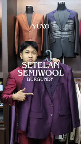Setelan Semiwool Burgundy, warna yang sering di cekout #jaswedding #jasslimfit #jaspria #jaswisuda #jasformal 