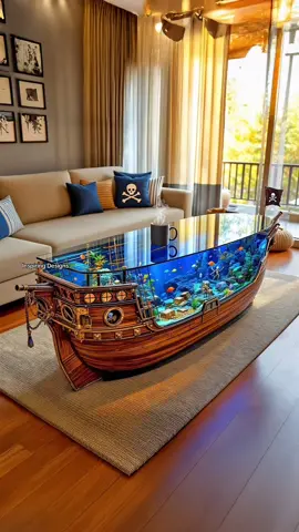 I must have this pirate ship aquarium coffee table! 😱 #interiordesign #aquarium #homedecor 
