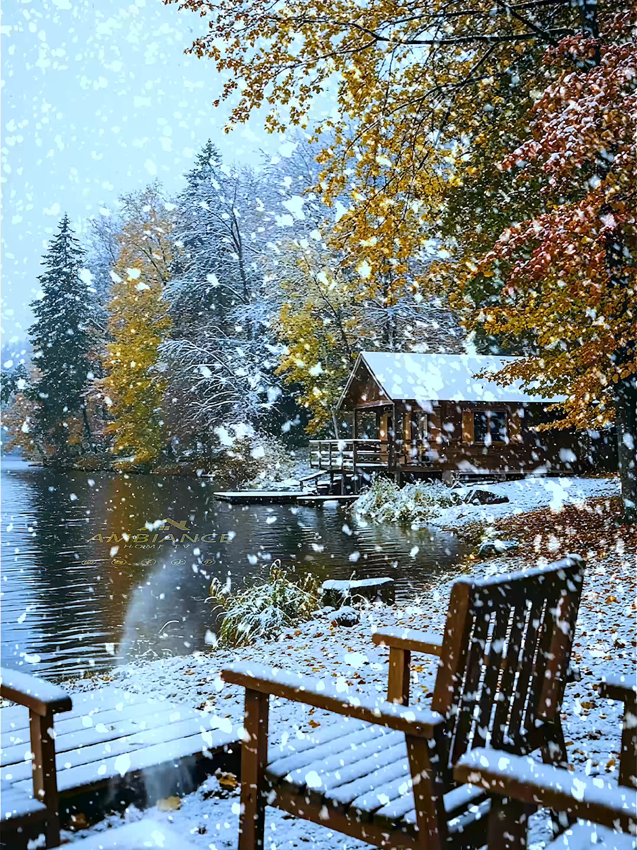 Winter lake calm ⠀ ⠀ ⠀ ⠀ Imagine hearing nothing but gentle snow and the soft ripple of the lake while your coffee stays warm in your hands. Turn this into your TV background and let your home feel like a quiet cabin retreat. Perfect for slow mornings, working from home or winding down with a glass of wine at night. Double-tap to save your new cozy ritual. #homeambience #relaxinghome #hometherapy #ambientvideo #cozyhome #wintercabin #lakeview #snowsounds #slowmorning #cozyaesthetic #stressrelief #tvaesthetic