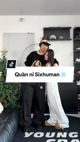 Quần xinh dễ mặc lắm mí pà oiii ❄️ @SIXHUMAN_OFFICIAL #xuhuong #outfitcouple #quanniongrong #sweatpants #sweatpantsoutfit 