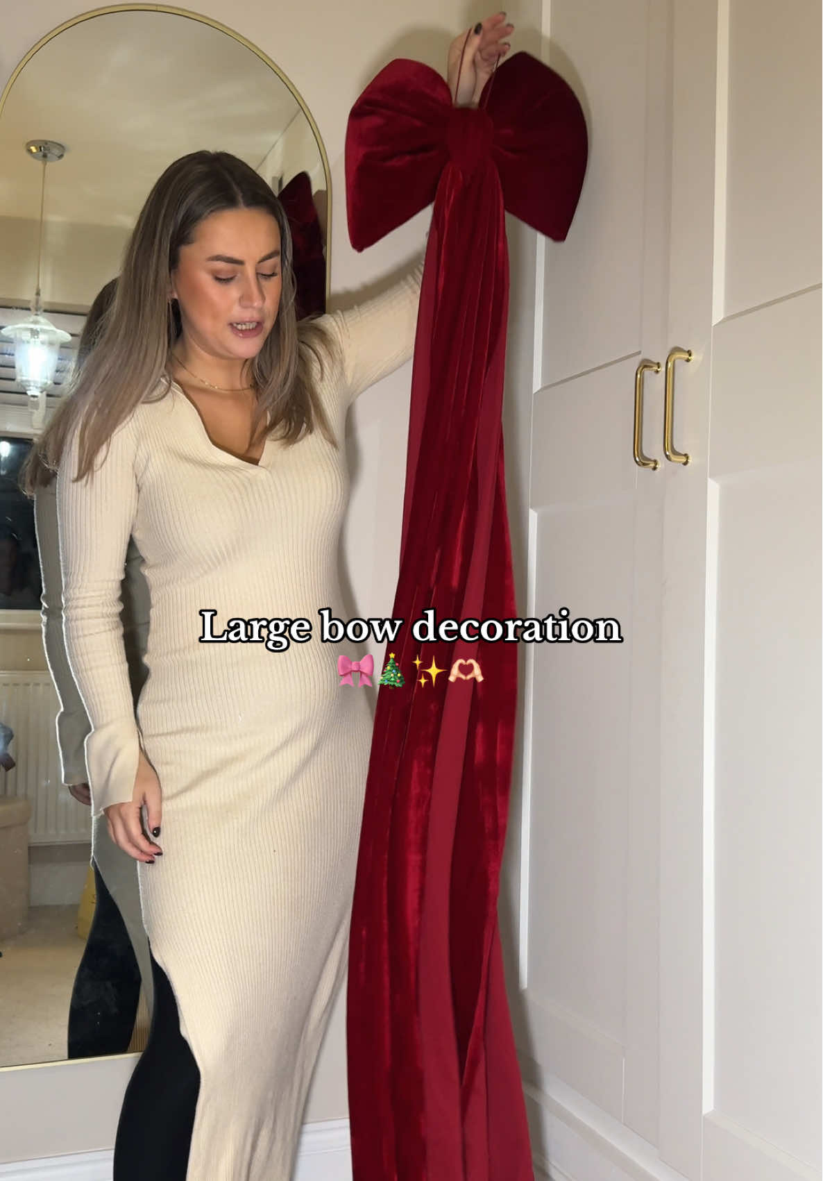 Large bow is going on Christmas tree this year and I’m not sorry 👏🏻🎀😍 I cannot wait to decorate and get this on top of the tree!✨ #christmastreebow #bowdecoration #christmastreedecor #christmasdecor 