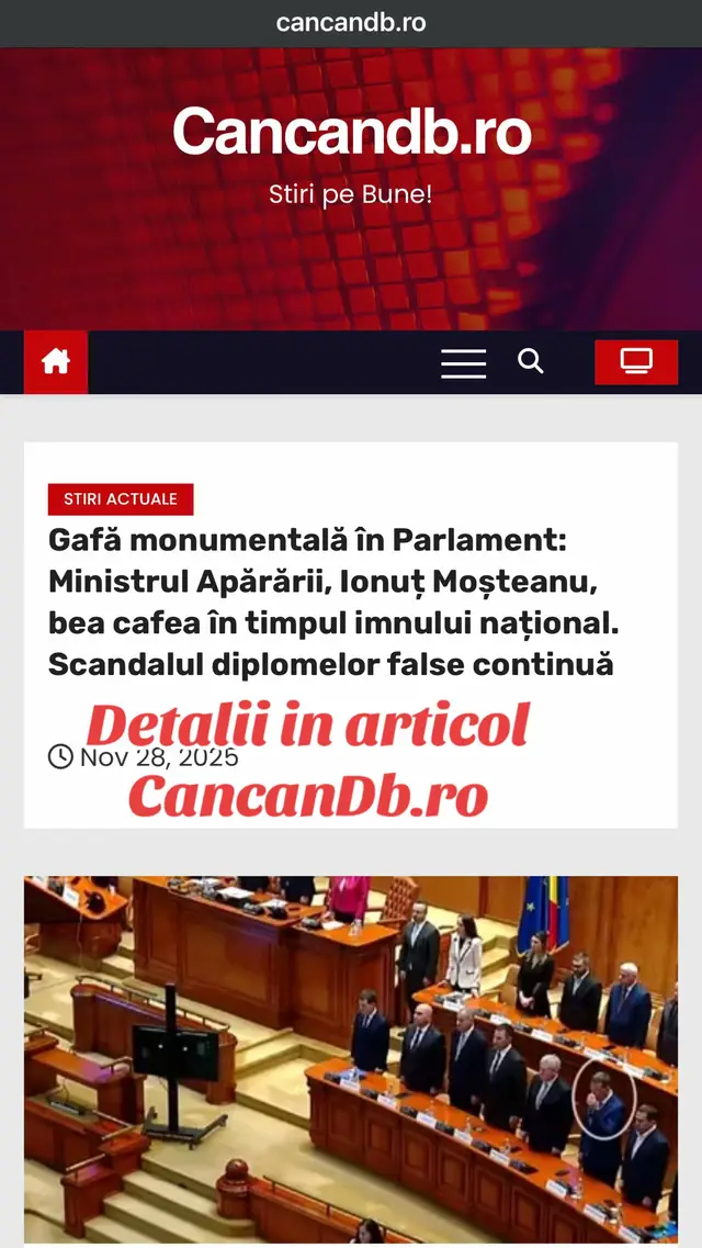 Un moment de o stânjeneală rară a avut loc miercuri în plenul Parlamentului României, avându-l în prim-plan chiar pe cel care ar trebui să fie garantul rigorii și disciplinei militare: ministrul Apărării, Ionuț Moșteanu. Într-o zi cu o încărcătură deosebită, în care urma să fie prezentată Strategia de apărare a țării, demnitarul a fost surprins de camerele de filmat într-o ipostază care a stârnit imediat un val de indignare publică. În timp ce sala se pregătea de solemnitate, ministrul părea mai preocupat de cafeaua de dimineață decât de simbolurile naționale. Moşteanu, sfidare la adresa simbolurilor naționale Incidentul s-a consumat chiar la prezidiu, sub privirile colegilor din Guvern și ale parlamentarilor. În momentul în care în plenul Parlamentului au început să răsune acordurile imnului „Deșteaptă-te, române!”, reacția generală a fost una firească și protocolară: întreaga asistență s-a ridicat în picioare, adoptând o ținută de respect față de simbolul de stat. Contrastul a fost însă frapant în ceea ce îl privește pe șeful Apărării. În ciuda momentului solemn, Ionuț Moșteanu a ales un gest considerat de mulți ca fiind o sfidare atât la adresa simbolurilor naționale, cât și a demnității funcției pe care o ocupă. Ministrul și-a continuat nestingherit cafeaua, sorbind din ceașcă chiar în timpul intonării imnului, ignorând complet protocolul. Acest comportament, care denotă o lipsă de respect față de uniformă și țară, a atras reacții critice virulente și a alimentat discuțiile despre conduita oficialilor în cadrul momentelor de maximă solemnitate, fiind deja al doilea episod jenant în care ministrul devine protagonist în fața camerelor. Scandalul diplomelor: Între Athenaeum și Bioterra Gafa din Parlament vine pe fondul unui scandal de proporții care zguduie credibilitatea Guvernului, legat de pregătirea academică a ministrului. Universitatea Athenaeum și Universitatea Bioterra sunt cele două instituții de învățământ superior care au devenit centrale în controversa legată de CV-ul lui Moșteanu. Totul a pornit după ce presa a dezvăluit neconcordanțe grave în biografia oficială a acestuia. În primul său CV oficial, depus în anul 2016, pe vremea când activa ca membru în consilii de administrație la companii de stat, Ionuț Moșteanu figura ca absolvent al Universității Athenaeum. Cu toate acestea, verificările jurnaliștilor au scos la iveală un fapt uluitor: reprezentanții institutului au negat categoric că l-ar fi avut vreodată student, precizând că numele său nu apare în registre, iar specializarea indicată nici măcar nu funcționa la momentul respectiv. „O greșeală făcută în grabă” și o diplomă jenantă Pus în fața evidențelor și sub presiunea opiniei publice, ministrul Apărării a încercat să rectifice situația, însă explicațiile sale au ridicat și mai multe semne de întrebare. Acesta a publicat pe Facebook o diplomă de licență eliberată de o altă instituție, Universitatea Bioterra, obținută în 2015. Referitor la mențiunea anterioară privind Athenaeum, Moșteanu a susținut că a fost doar „o greșeală făcută în grabă” și că a corectat oficial CV-ul. Declarația sa a fost însă una surprinzătoare pentru un oficial de rang înalt: „Am terminat facultatea în 2015 … Bioterra … Diploma pe care o recunosc că mă jenează”. Instituția invocată de ministru, Bioterra, nu este nici ea străină de controverse. În trecut, universității i s-a retras dreptul de a emite diplome, fiind implicată în anul 2012 într-un scandal major privind falsificarea de acte de studii. Această situație a dus la solicitări ferme din partea opoziției pentru demisia ministrului. Liderul AUR, George Simion, a fost unul dintre cei mai vocali critici, acuzând impostura și afirmând că „nu poți conduce Ministerul Apărării cu un CV mincinos”.