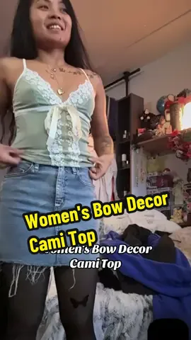 Women's Bow Decor Cami Top #womensfashion #TikTokShopBlackFriday #womensfashiontrends #fashiondeals #TikTokShopFashion 