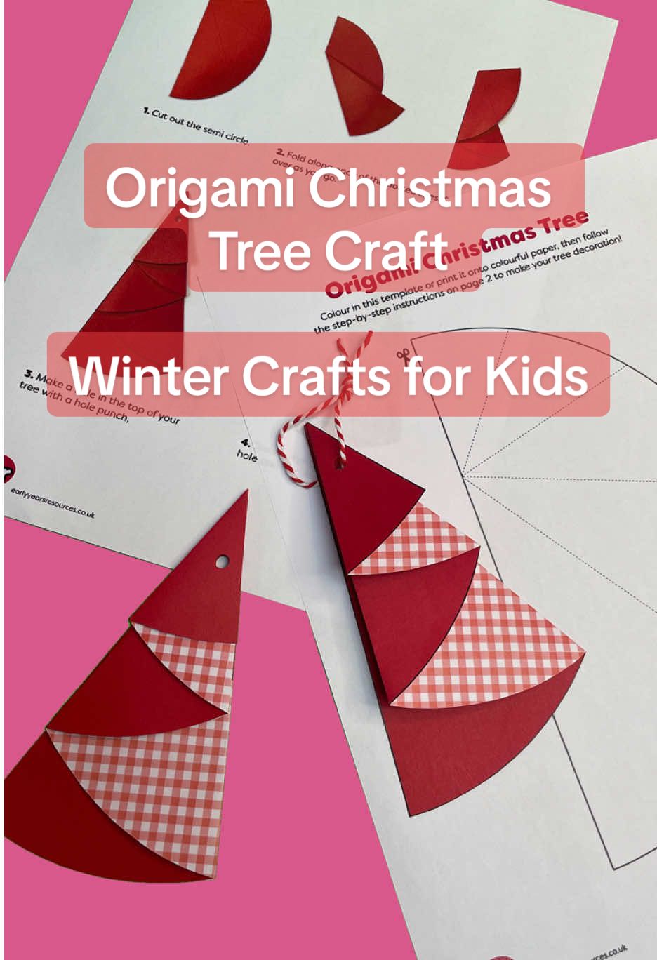 Origami Christmas Tree 🎄 Colour in our Christmas Tree Download or use coloured paper Follow the simple step-by-step instructions to fold the tree Use a hole punch to add a hole to string up the paper trees and hang them on your tree! Browse our range of downloads to save time finding activities this festive season. From Christmas lists to Nativitiy activities and much more! Tap the link in our bio to see our range of downloadable activities 🎅🏼 #ChristmasCrafts #EYFS #ActivitiesForKids #ChristmasIdeas #TeacherTok