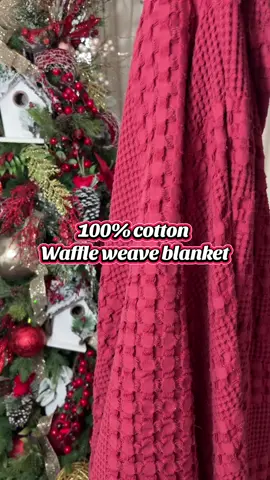 Wine red 100% cotton waffle weave blanket. They have several color and size options. I went with wine red so I could use it for Fall and winter. #cottonblanket #HomeAndElectronicsDeals  #TikTokShopBlackFriday #TikTokShopCyberMonday 