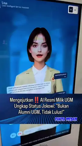 AI resmi milik UGM akhirnya memberikan jawaban terang-terangan soal status pendidikan Jokowi! Dalam video ini, sistem “Lisa – Lean Intelligent Service Assistant” menjawab pertanyaan sensitif yang selama ini ramai diperdebatkan publik. apakah ini jadi akhir dari perdebatan panjang soal keaslian ijazah?  Gimana menurutmu gaes .. ??😁 sc: notpal #AIUGM #UGM #Jokowi#ijazahpalsu #ijazahjokowi 
