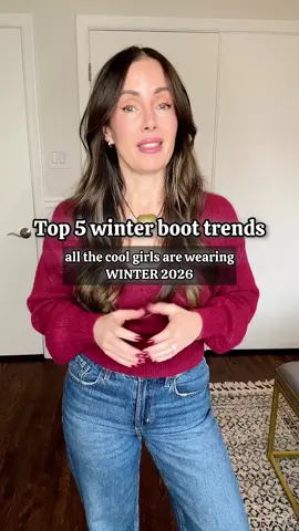 These are rhe top 5 winter boots  trends for 2026! Everything is linked on my LTK- link in bio ❤️ #boots #winterboots #styletip #styleover40 #winterfashiontrends #fashiontrends #shoetrends2026 