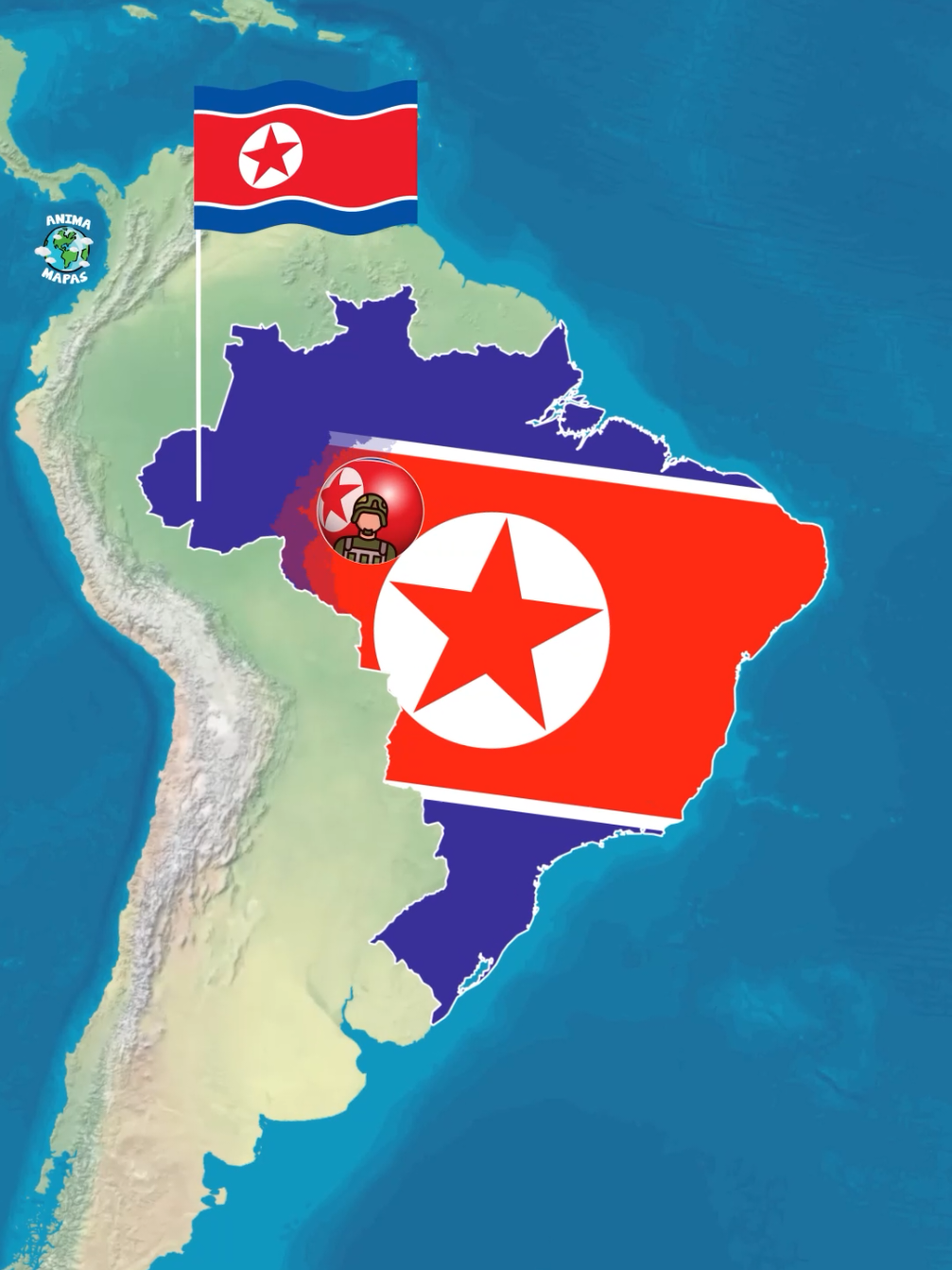 🌎🔥 E SE A COREIA DO NORTE  TENTASSE ANEXAR O BRASIL?! 😱💣 #brasil #mapas #animamapas #countryballs #geo 