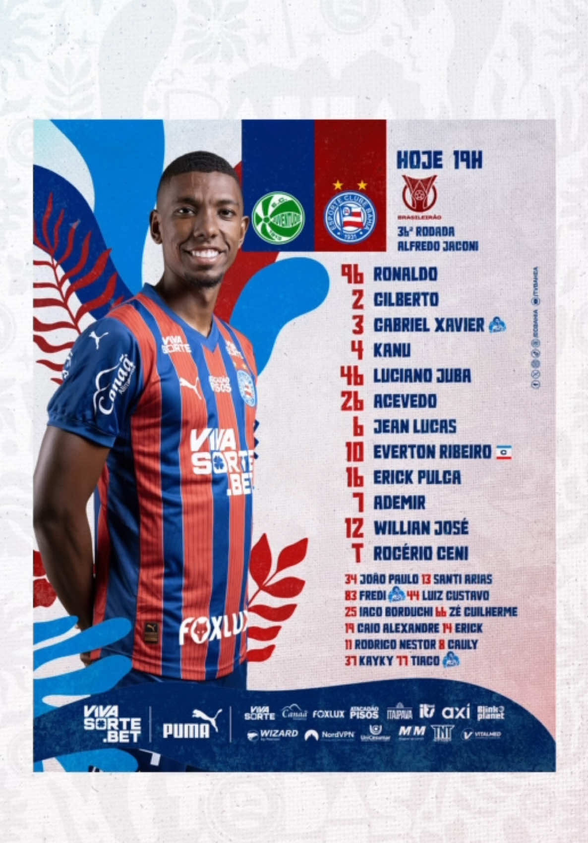 📋 Esquadrão definido! #BBMP #escalacao #JUVxBAH #brasileirao 