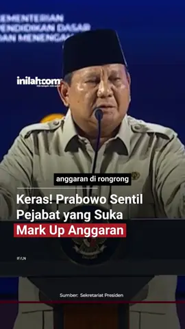 Dalam pidato Puncak Perayaan Hari Guru Nasional di Indonesia Arena, Jakarta, Jumat (28/11/2025), Presiden RI Prabowo Subianto “menyentil” pejabat negara yang dituding sering melakukan mark up anggaran. Hal ini diungkap saat Prabowo membahas anggaran yang sangat dibutuhkan bangsa Indonesia untuk perbaikan dan pembangunan. 