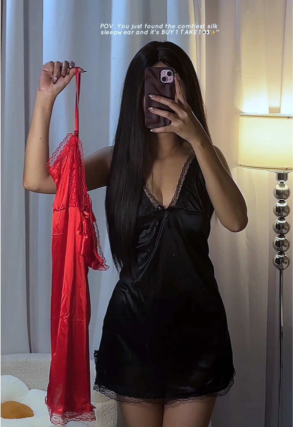 Imagine looking THIS good while staying THIS comfy… yup, it’s the sleepwear that’s BUY 1 GET 1 😍✨” #sleepwear #loungewear #silksleepwear #buy1take1sleepwear #dresssleepwear 