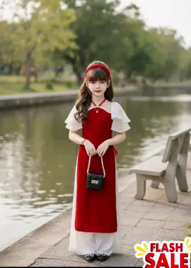 Bé cười tươi như nắng xuân, áo dài vàng đỏ cho năm mới may mắn 🍀 #ÁoDàiTết2026 #BéĐónTết #TươiTắnMùaXuân #TrangPhụcTết #PhongCáchBéYêu